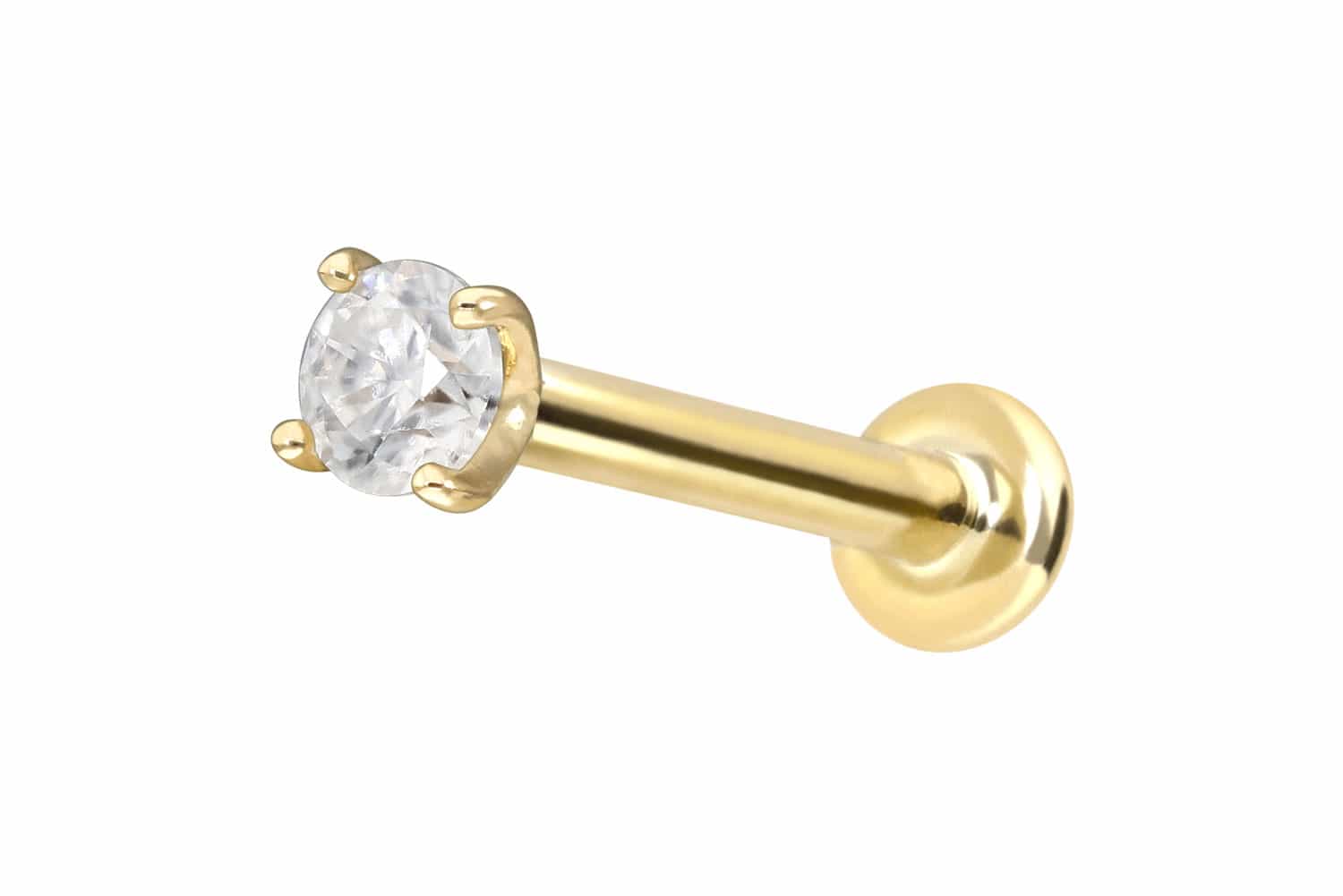 14 Karat Gold Labret Piercing mit Push Fit MOISSANIT
